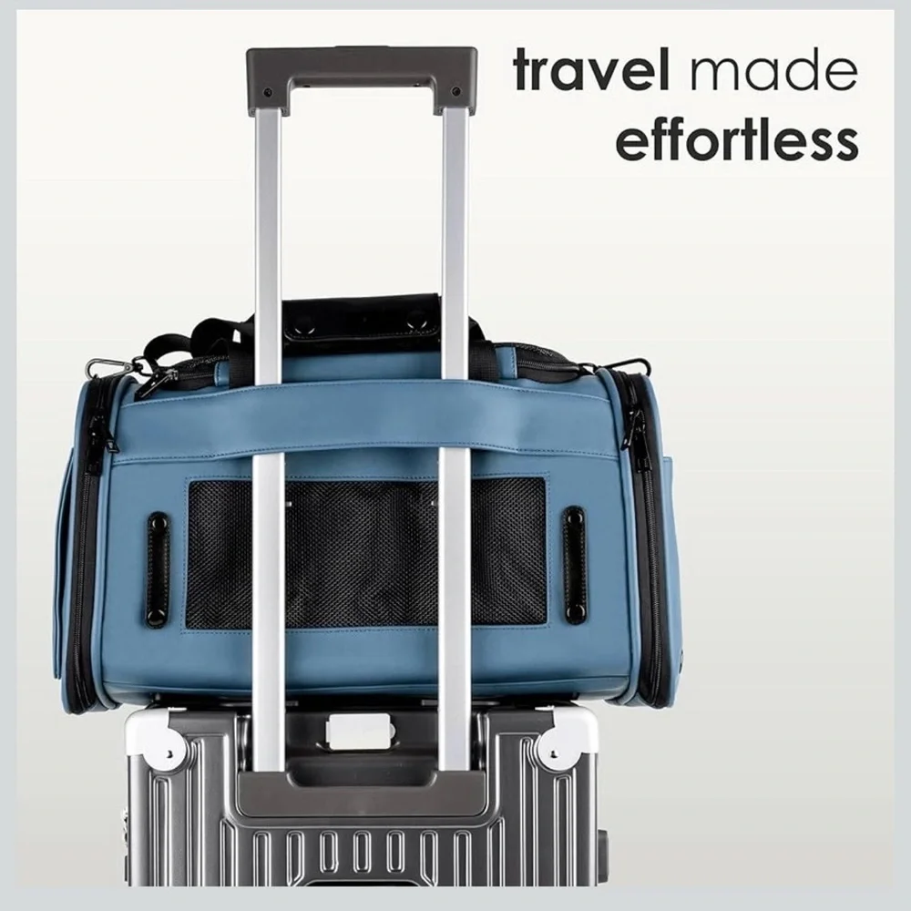 Citrusy Stylish Blue Small Dog Travel Carrier Car Seat